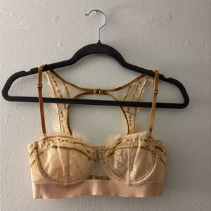 Free People Lace Bralette in Cream and Gold